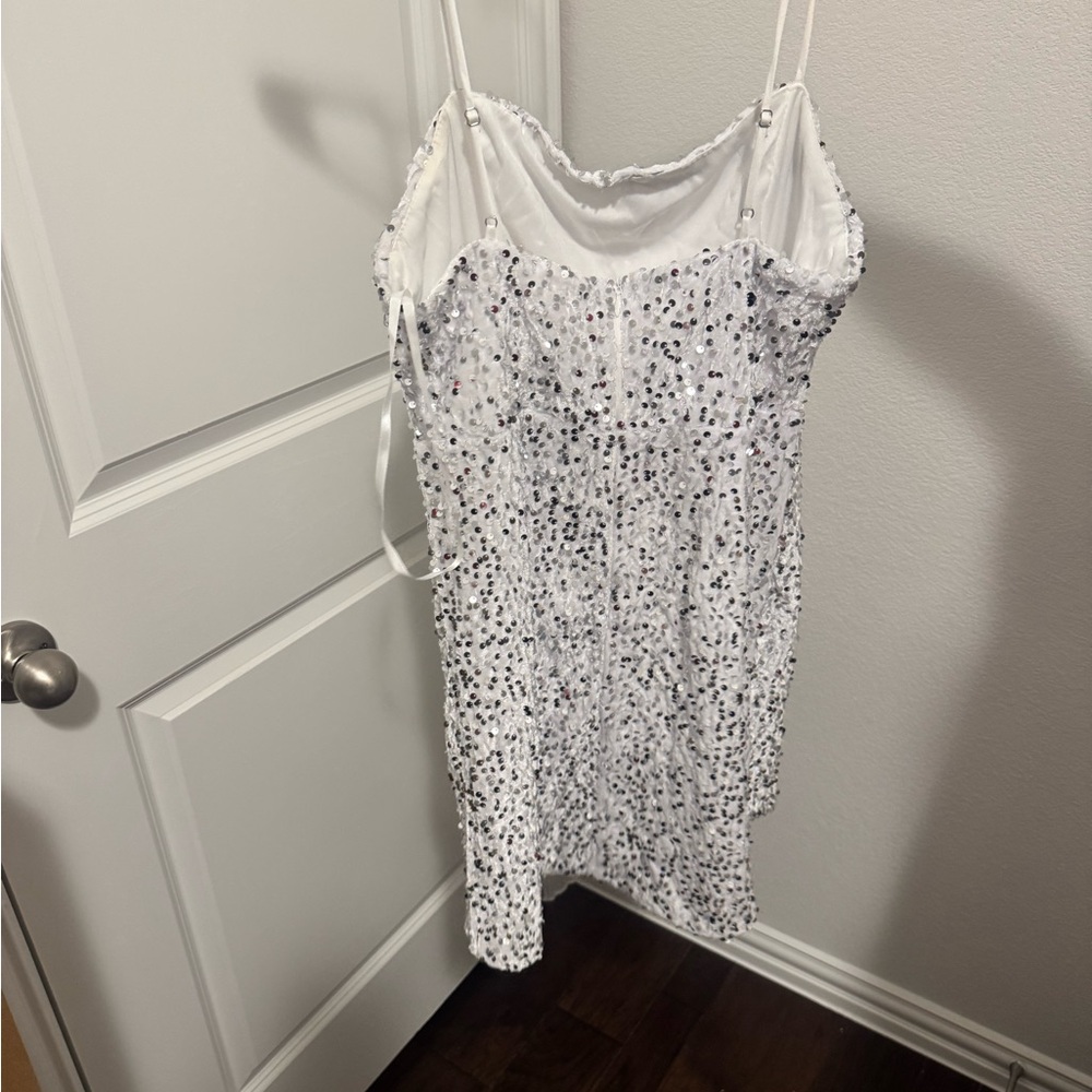 Selfie Leslie White Sequin Mini Dress - Picture 2 of 4